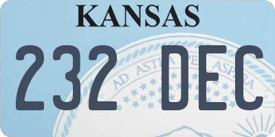 KS license plate 232DEC