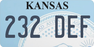 KS license plate 232DEF