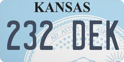 KS license plate 232DEK