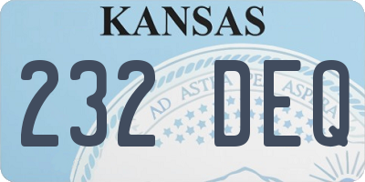KS license plate 232DEQ