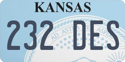 KS license plate 232DES