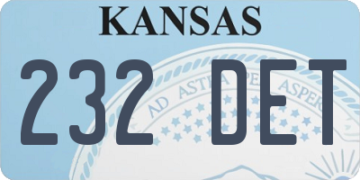 KS license plate 232DET