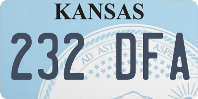 KS license plate 232DFA