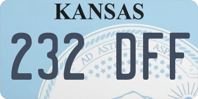 KS license plate 232DFF