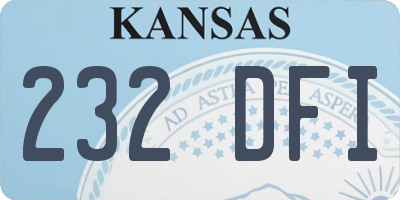 KS license plate 232DFI