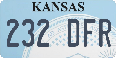 KS license plate 232DFR