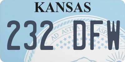KS license plate 232DFW