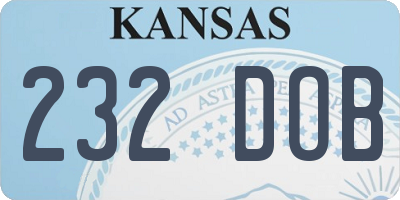 KS license plate 232DOB