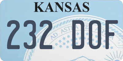 KS license plate 232DOF