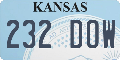 KS license plate 232DOW