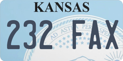 KS license plate 232FAX