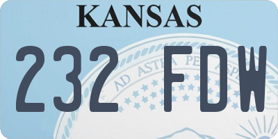 KS license plate 232FDW
