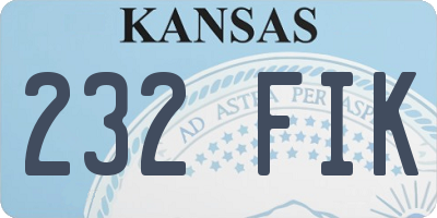 KS license plate 232FIK