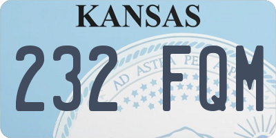 KS license plate 232FQM