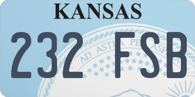 KS license plate 232FSB