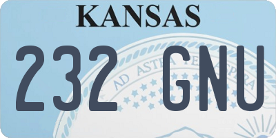 KS license plate 232GNU