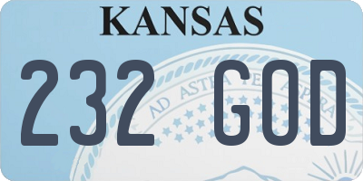 KS license plate 232GOD