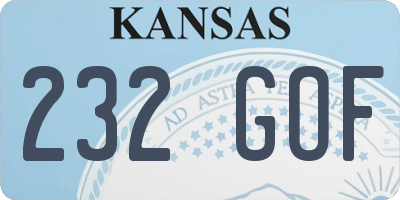 KS license plate 232GOF