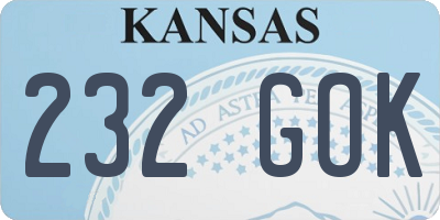KS license plate 232GOK