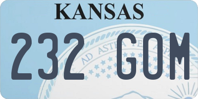 KS license plate 232GOM