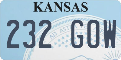 KS license plate 232GOW
