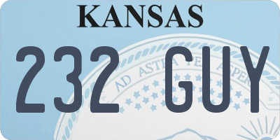 KS license plate 232GUY