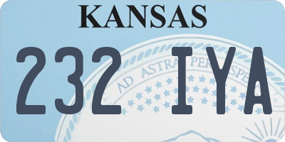 KS license plate 232IYA