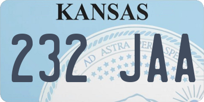 KS license plate 232JAA