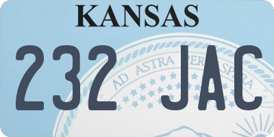 KS license plate 232JAC