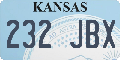 KS license plate 232JBX