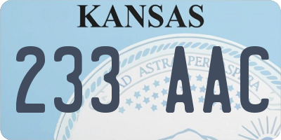 KS license plate 233AAC