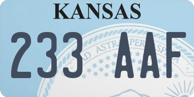 KS license plate 233AAF