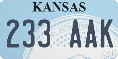 KS license plate 233AAK