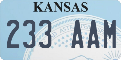 KS license plate 233AAM