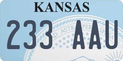 KS license plate 233AAU