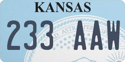 KS license plate 233AAW