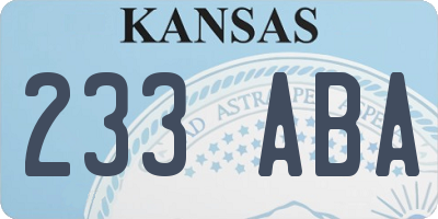 KS license plate 233ABA