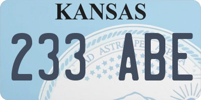 KS license plate 233ABE