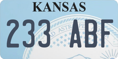 KS license plate 233ABF