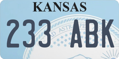 KS license plate 233ABK