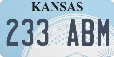 KS license plate 233ABM
