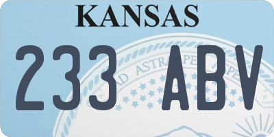 KS license plate 233ABV