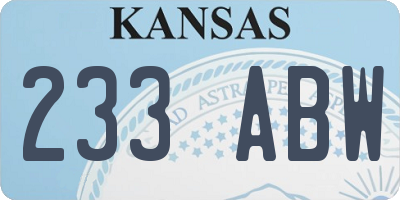 KS license plate 233ABW