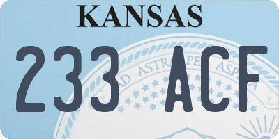 KS license plate 233ACF