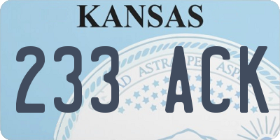 KS license plate 233ACK