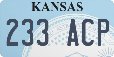 KS license plate 233ACP