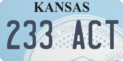 KS license plate 233ACT