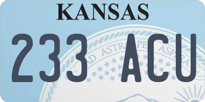KS license plate 233ACU