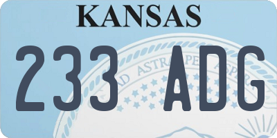 KS license plate 233ADG