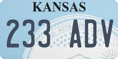 KS license plate 233ADV
